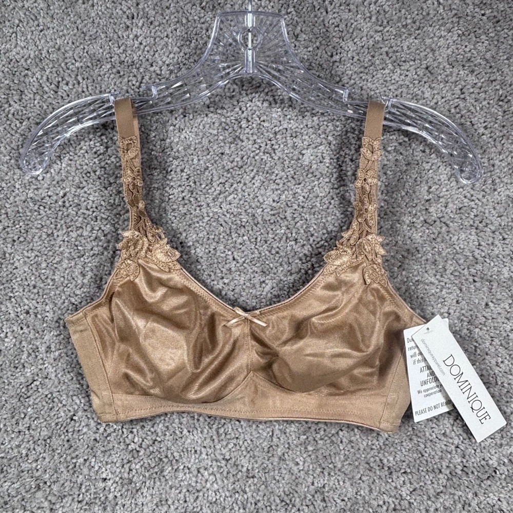 Dominique Womens Tan Floral Embroidered Strap Non-Wired Bra 32D NWT 4037